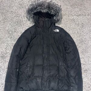 The North Face Charcoal Puffer Jacket with Faux Fur Hood